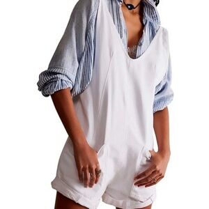 White Women's Sleeveless Romper Shorts